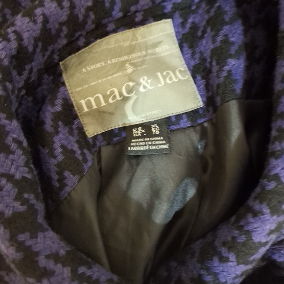 Mac & Jac Purple Houndstooth Cropped Wool Jacket Coat Trapeze - Picture 10 of 13